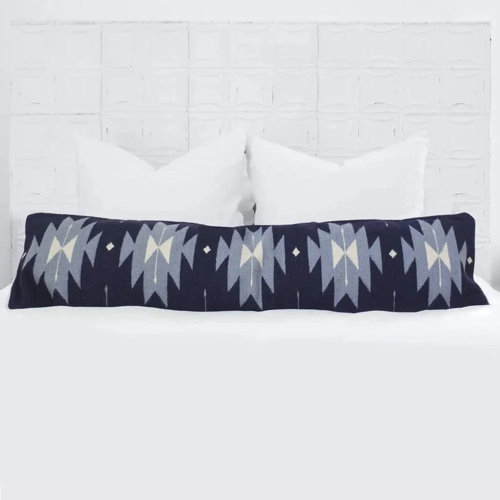 The Citizenry Nizado‎ 48” Lumbar Pillow Indigo Wool 12x48